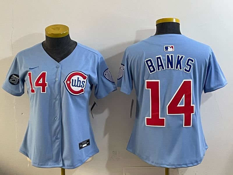women 2026 Chicago Cubs #14 Banks Blue Game Nike MLB Jersey 0414016